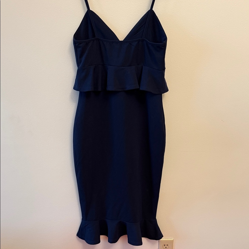 Elegant Navy Blue Ruffle Dress - Picture 5 of 8